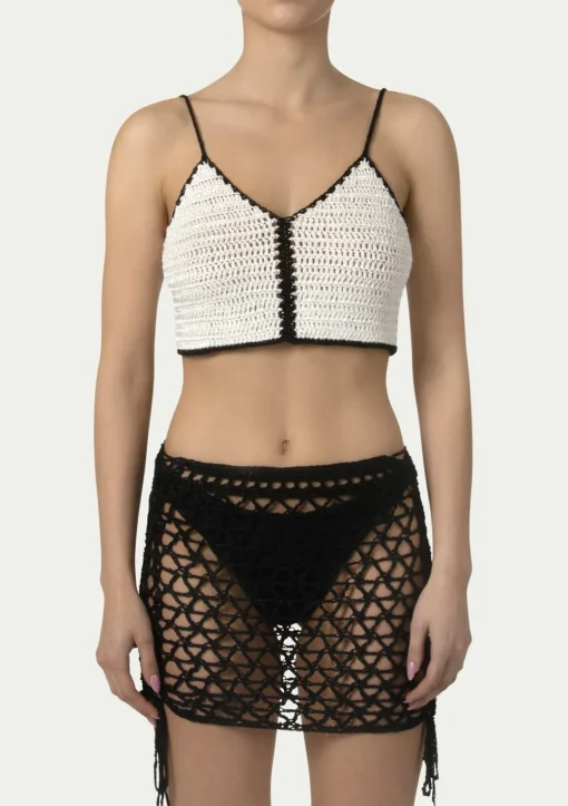 PARAMIDONNA AYVI TOP BLACK AND WHITE> Dresses & Shirts | Crochet