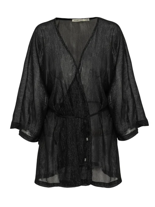 PARAMIDONNA Beach cover up in black color AURORA> Beachwear
