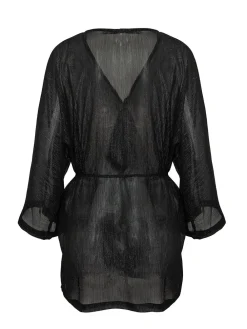 PARAMIDONNA Beach cover up in black color AURORA> Beachwear