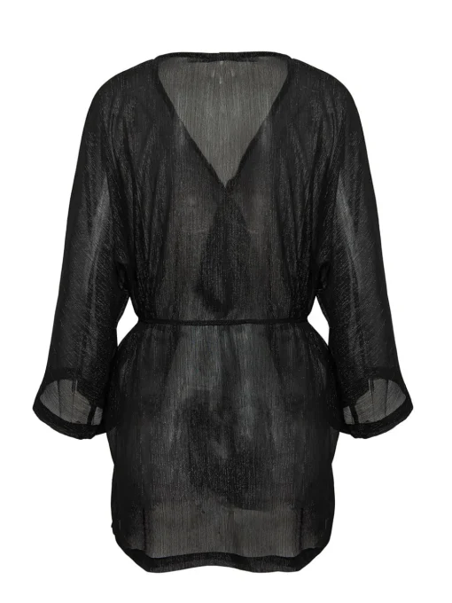 PARAMIDONNA Beach cover up in black color AURORA> Beachwear