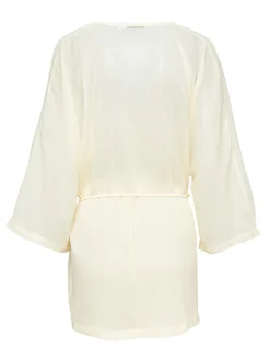 PARAMIDONNA Beach cover up in ecru color AURORA> Beachwear