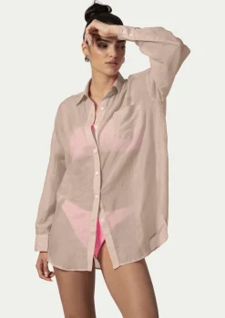 PARAMIDONNA BEACH SHIRT JADE BEIGE> Dresses & Shirts | Beachwear