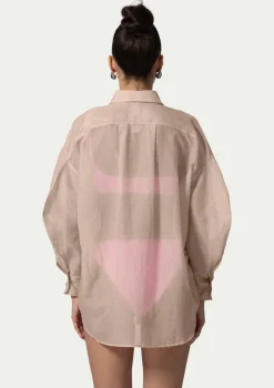 PARAMIDONNA BEACH SHIRT JADE BEIGE> Dresses & Shirts | Beachwear