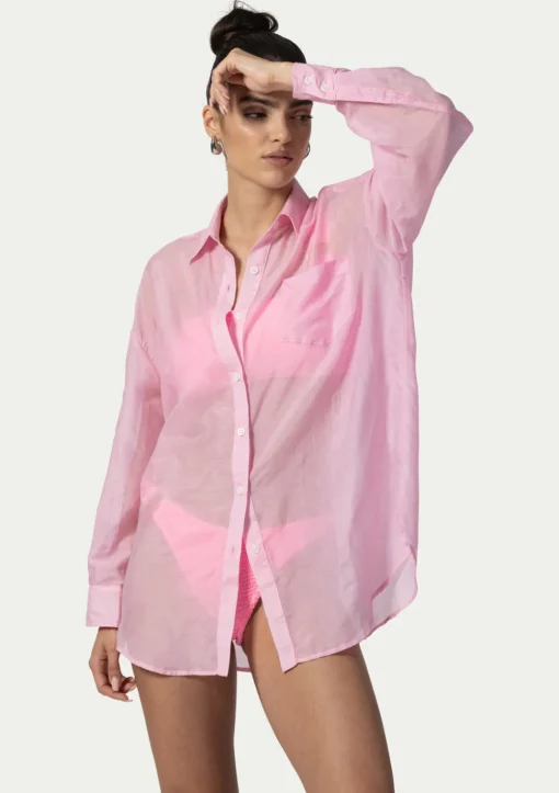 PARAMIDONNA BEACH SHIRT JADE PINK> Dresses & Shirts | Beachwear