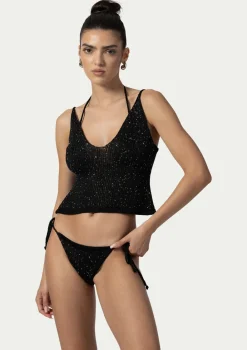 PARAMIDONNA CROCHET TOP BRUNA BLACK> Dresses & Shirts | Crochet