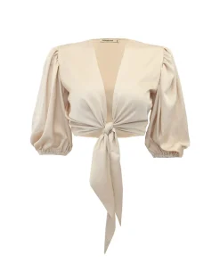 PARAMIDONNA CROP TOP CLEA IN SAND COLOR> Dresses & Shirts