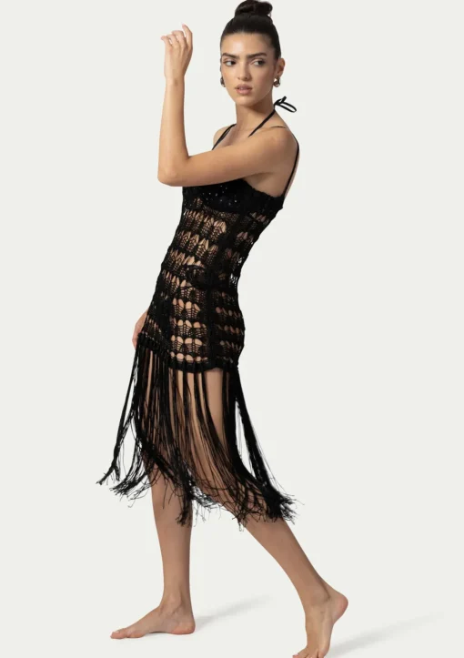 PARAMIDONNA DAHLIA DRESS BLACK> Dresses & Shirts | Crochet