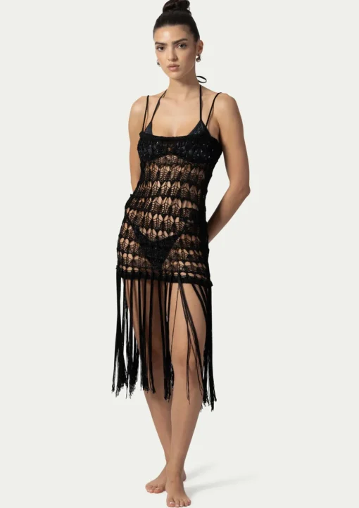PARAMIDONNA DAHLIA DRESS BLACK> Dresses & Shirts | Crochet