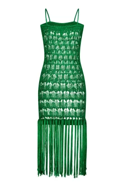 PARAMIDONNA DAHLIA DRESS EMERALD GREEN> Crochet | Beachwear