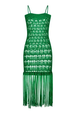 PARAMIDONNA DAHLIA DRESS EMERALD GREEN> Crochet | Beachwear