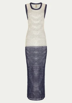 PARAMIDONNA KATE DRESS IVORY/ NAVY BLUE> Dresses & Shirts | Crochet