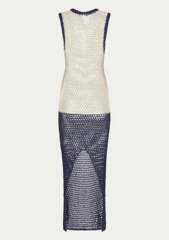 PARAMIDONNA KATE DRESS IVORY/ NAVY BLUE> Dresses & Shirts | Crochet
