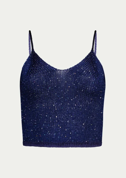 PARAMIDONNA TOP BRUNA NAVY BLUE> Crochet | Beachwear